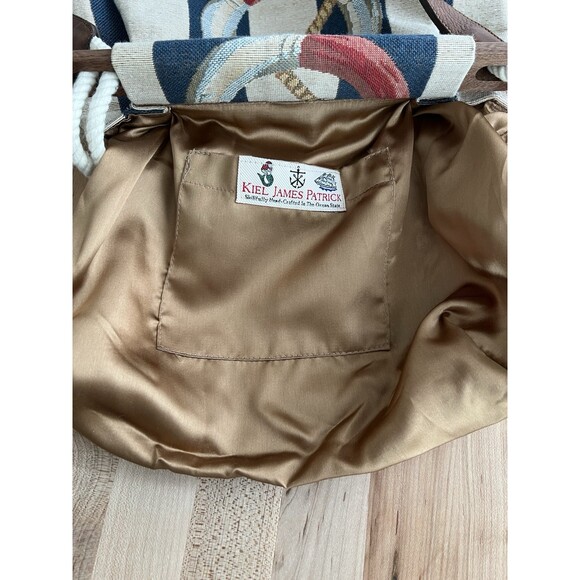 Kiel James Patrick Cape Cod Bag Purse Leather Strap Canvas Nautical Coastal - Picture 8 of 10